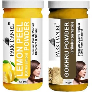 PARK DANIEL Pure & Natural Lemon Powder & Gokhru Powder Combo Pack of 2 Bottles of 100 gm (200 gm ) (200 ml)