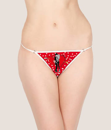 Finian Pack of 1 Poly Cotton Printed Women's G-Strings ( Multi Color )
