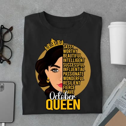 Sassy October Queen Limited Edition Exclusive Premium Birthday T-Shirt-Black / S