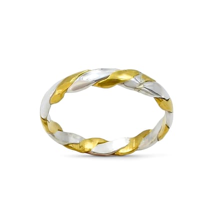 2 Metal Do Dhattu Gold Silver finger Ring for Red book remedy astrology-USA-5 (IND-9) (Dia-15.6mm)