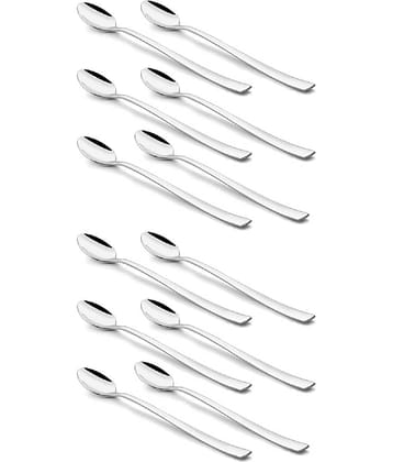 Dynore 12 Pcs Stainless Steel Silver Soda Spoon
