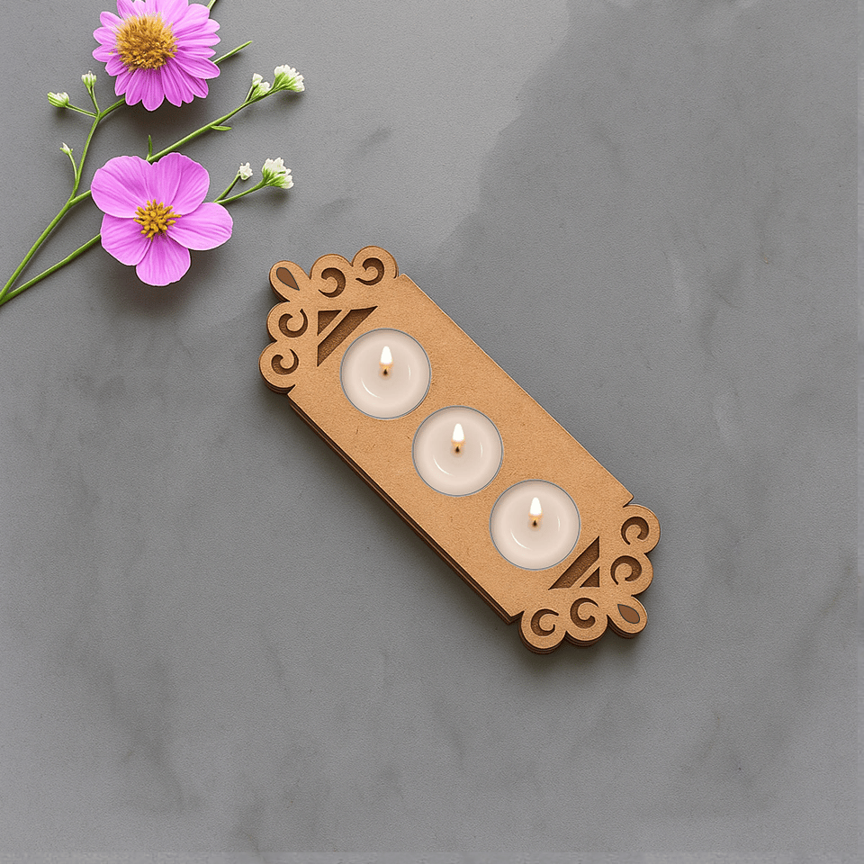 Dbeautify's DIY MDF Floral Border T Light Candle Holder - Pooja Needs | Buy online on ZillyBuy