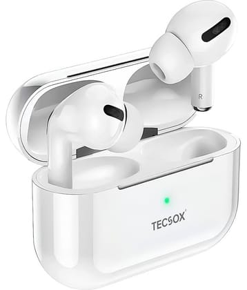 Tecsox TecPod Airbuds 16 Hr Bluetooth True Wireless Earbuds In Ear Bluetooth Headphone Powerfull Bass TWS White