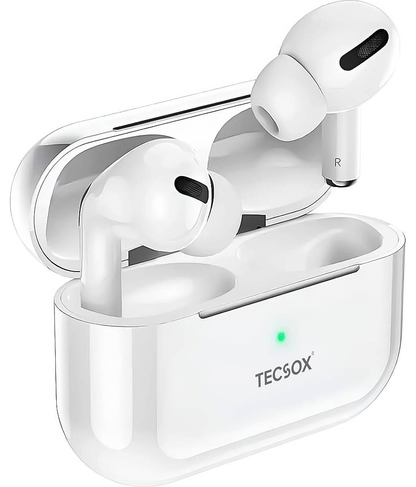 Tecsox TecPod Airbuds 16 Hr Bluetooth True Wireless Earbuds In Ear Bluetooth Headphone Powerfull Bass TWS White