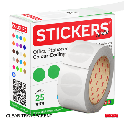 25mm - Round - Clear Transparent - Multipurpose Stickers - Permanent Adhesive