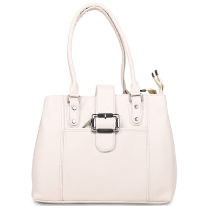 Jothi Fivelin Classic Womens Handbag | Large Multi-Compartment Synthetic Leather Tote | Matte Finish | Water-Resistant | Soft Base | Halfwhite