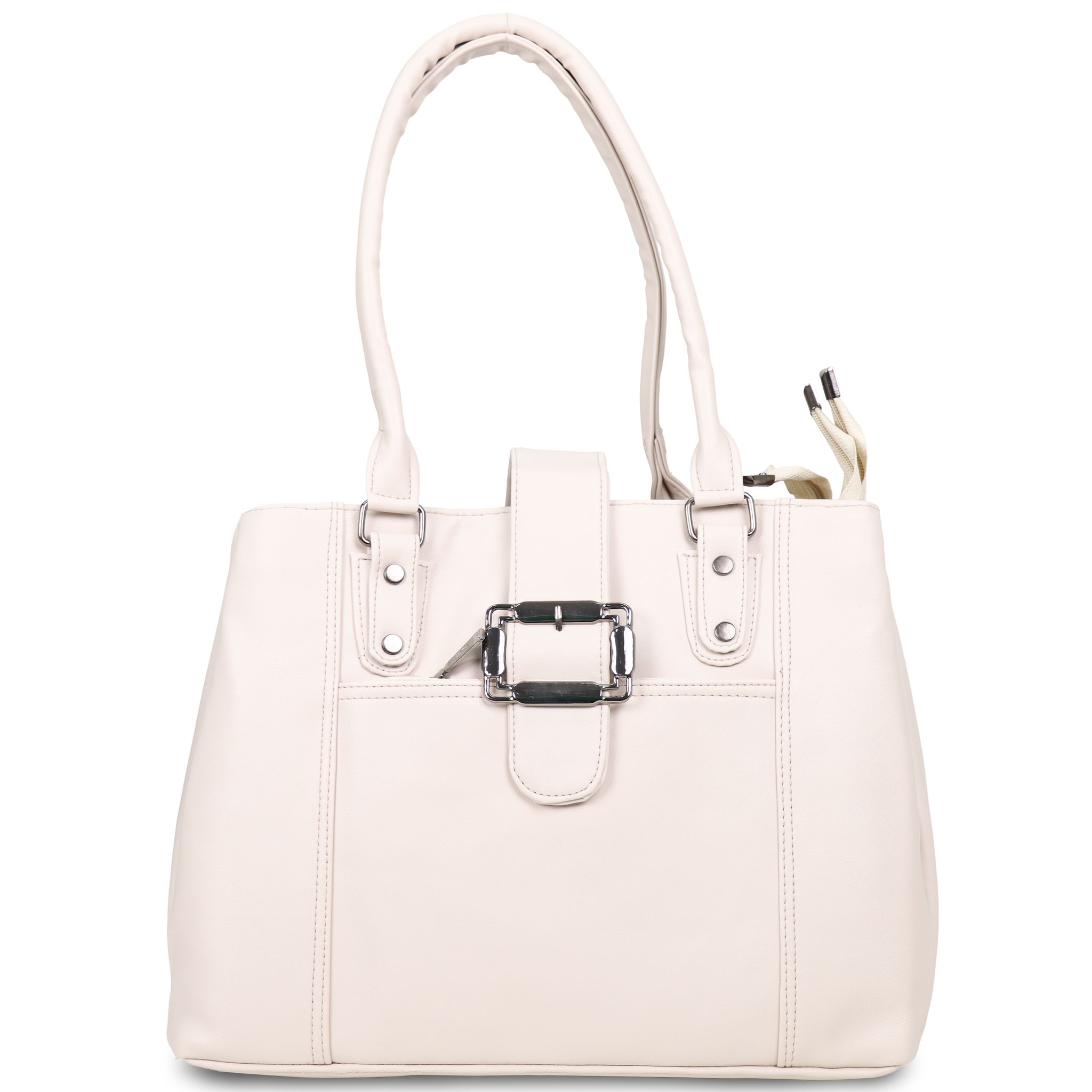 Jothi Fivelin Classic Womens Handbag | Large Multi-Compartment Synthetic Leather Tote | Matte Finish | Water-Resistant | Soft Base | Halfwhite