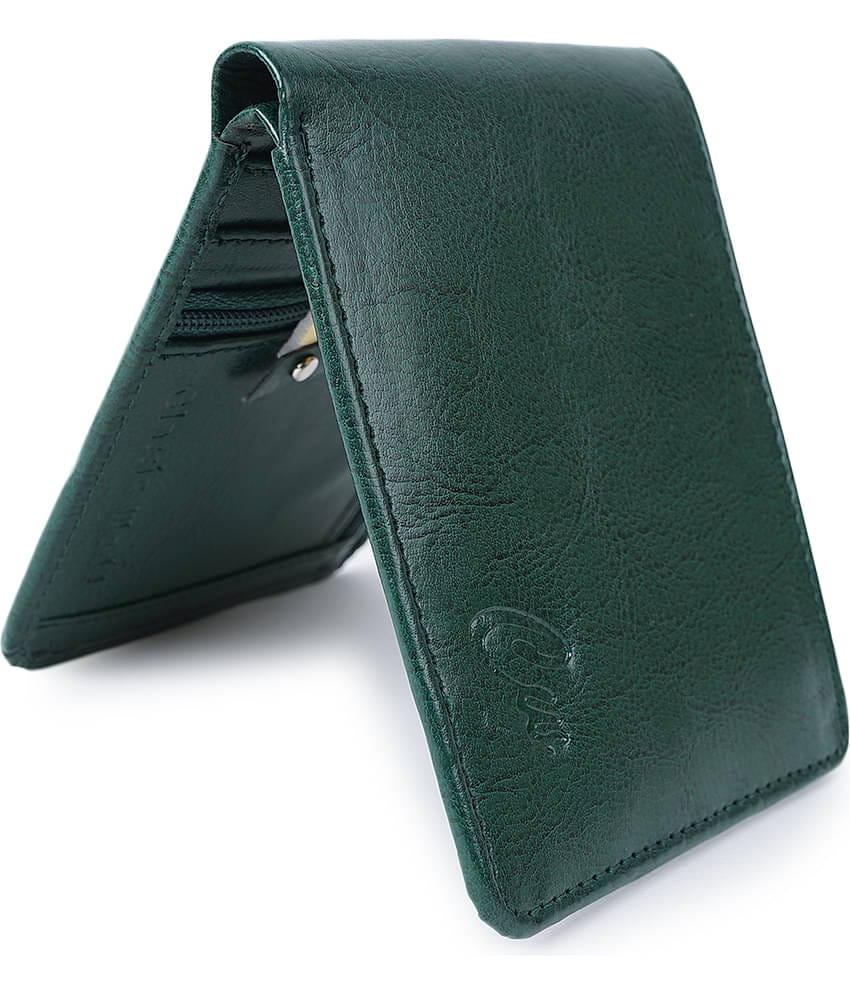 Classic World PU Self Design Men's RFID Wallet With 5 Slots For Card ( Green , Pack of 1 )