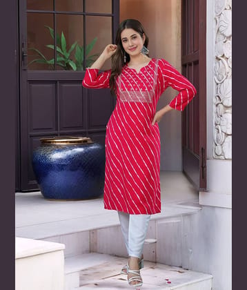 Royal Export Women Cotton Printed Straight Kurti ( Pink )