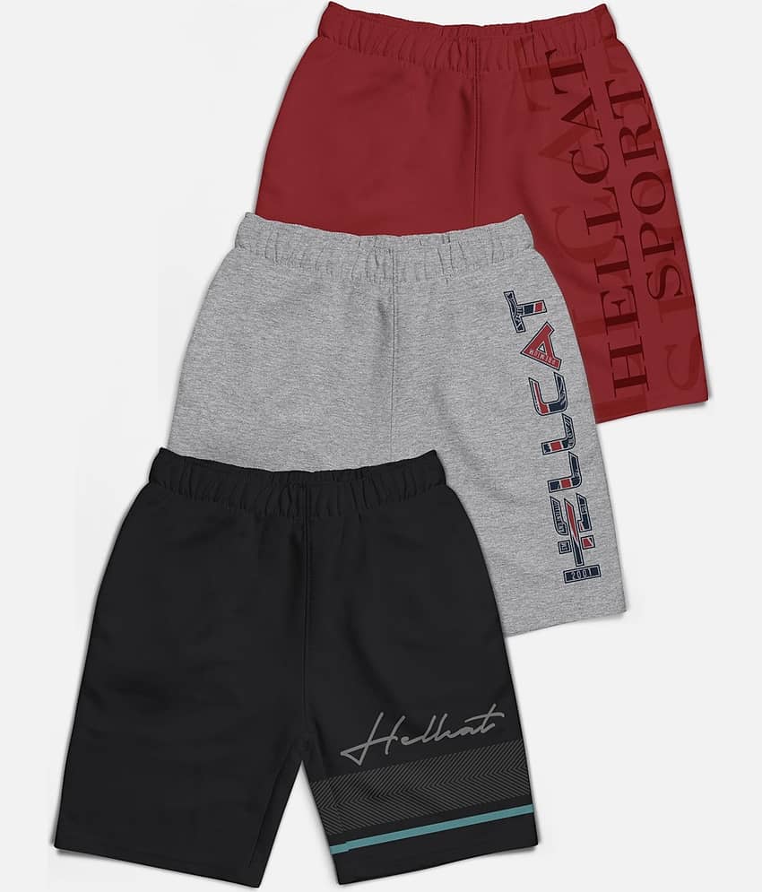 HELLCAT Pack of 3 Cotton Blend Shorts For Boys ( Multicolor )