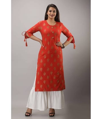 MAUKA - Red Straight Rayon Women's Stitched Salwar Suit ( Pack of 1 )