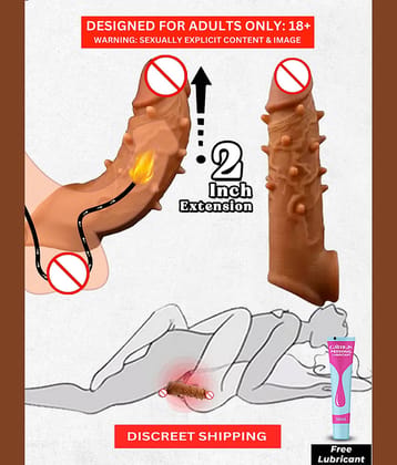 Dotted Penis Sleeve Double Hole 6 Inch Reusable Cock Extension Silicon Condom for Extra Length and Girth