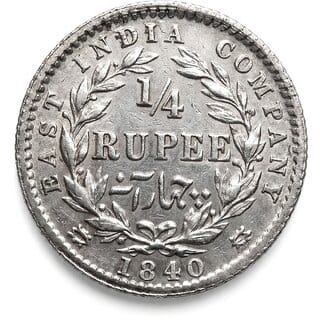 Silver-plated 1/4 Rupee 1840 Victoria, British India old Coin Silver Collection
