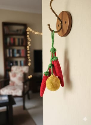 Sakha Crochet Nimbu Mirchi Hanging Red Yellow Green