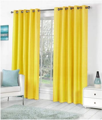 Tanishka Fabs Semi-Transparent Curtain 9 ft ( Pack of 2 ) - Yellow