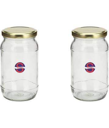 Afast Glass Container, Transparent, Pack Of 2, 500 ml