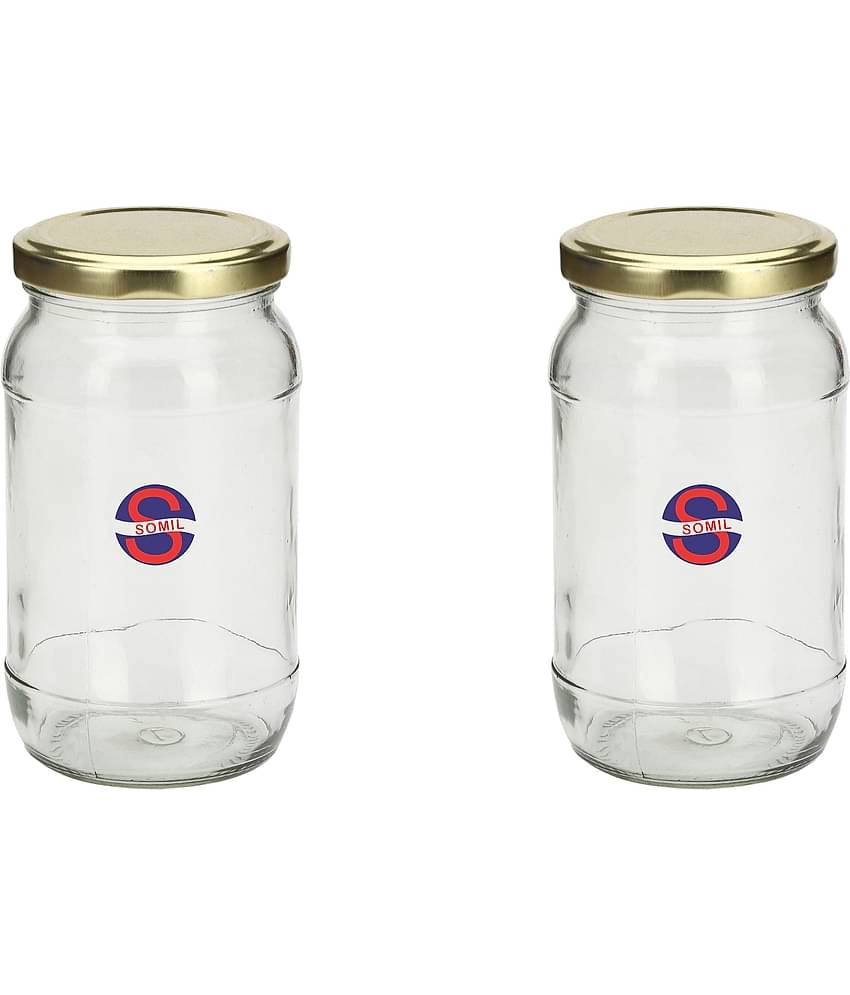Afast Glass Container, Transparent, Pack Of 2, 500 ml