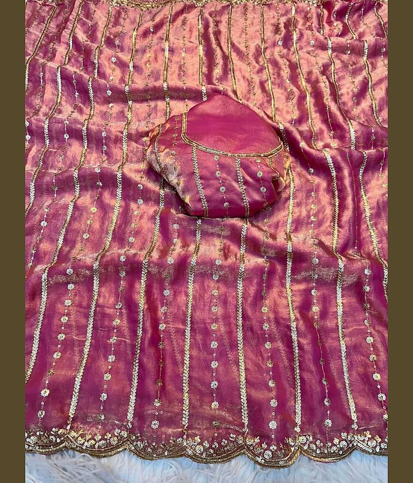 Rangtulika Ethnics Polyester Solid Regular Saree With Unstitched Blouse Piece ( Purple )