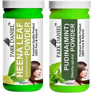 PARK DANIEL Pure & Natural Henna Leaf Powder & Pudina(Mint)Powder Combo Pack (200 ml)