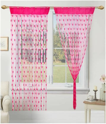 Tanishka Fabs Others Transparent Rod Pocket Door Curtain 7 ft Pack of 2 -Pink