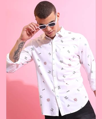 Ketch 100% Cotton Regular Fit Printed Full Sleeves Men's Casual Shirt - white ( Pack of 1 )