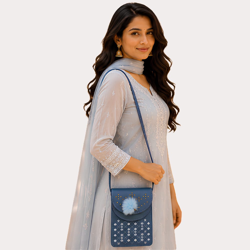 Mint Aura Embellished Mobile Sling Bag