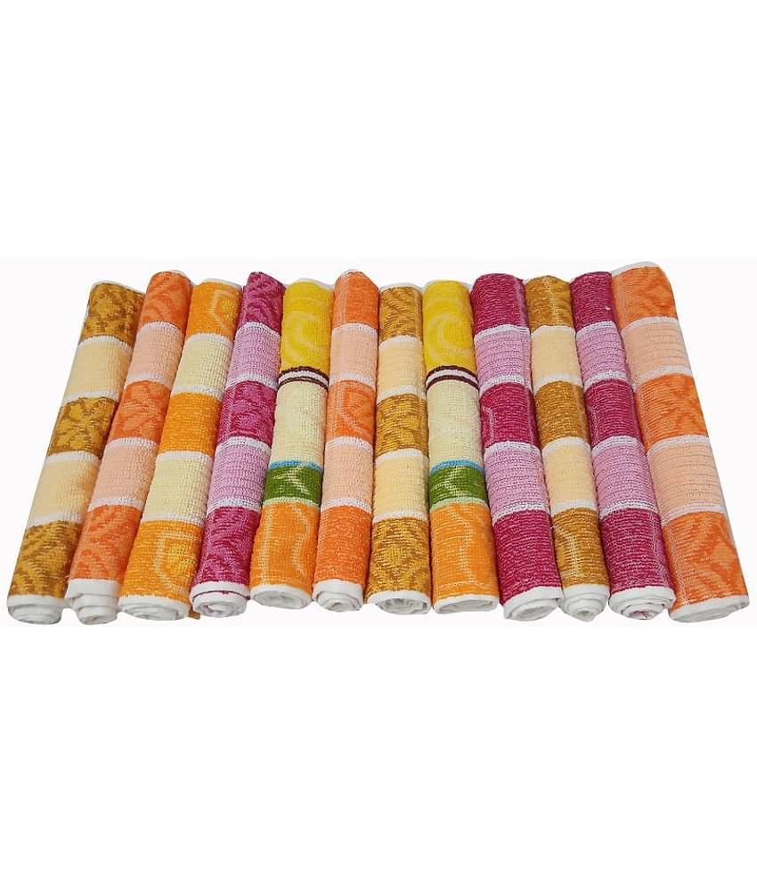 Feather Green Set of 12 Face Towel Multi