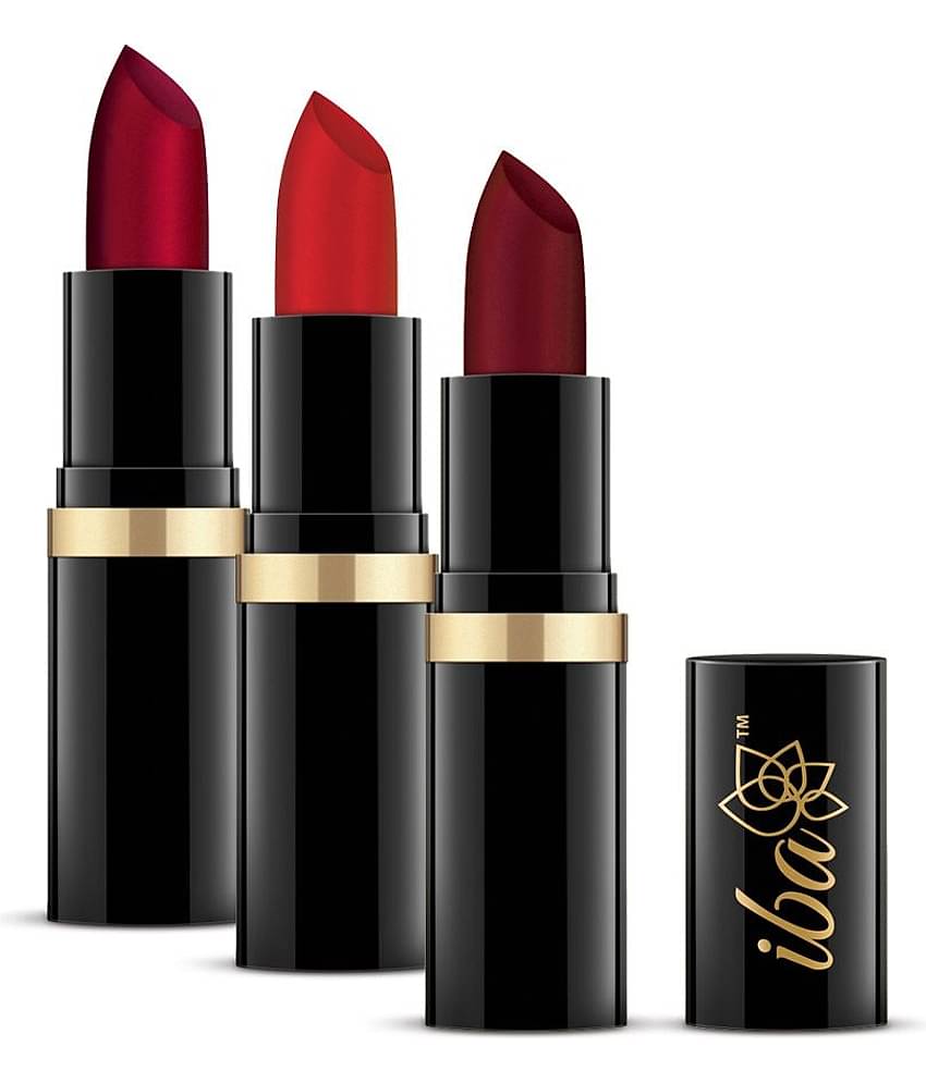 Iba Pure Lips Moisturizing A65 Ruby Touch, A62 Pure Red & A72 Maroon Burst, 4g,Lipstick Combo