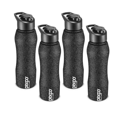 PEXPO Stainless Steel Sports/Fridge Water Bottle, 1000 ml, Pack Of 4 Black, Bistro | Wide Mouth & Leak-Proof Water Bottle