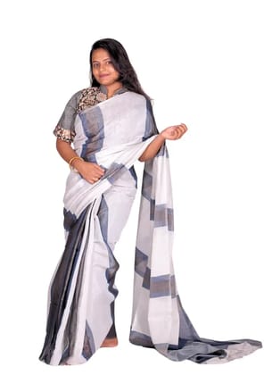 Tisser zari Tissue Silk saree Gray/White