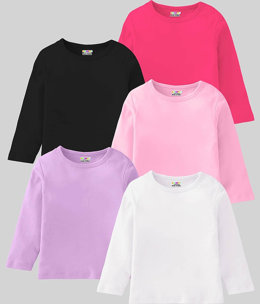 Kuchipoo Pack of 5 Girls Cotton Blend T-Shirt ( Multicolor 1 )