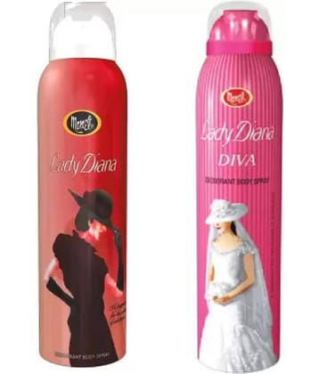 MONET Lady Diana & Lady Diva Deodorant Spray - For Men & Women  (150 ml each, Pack of 2)