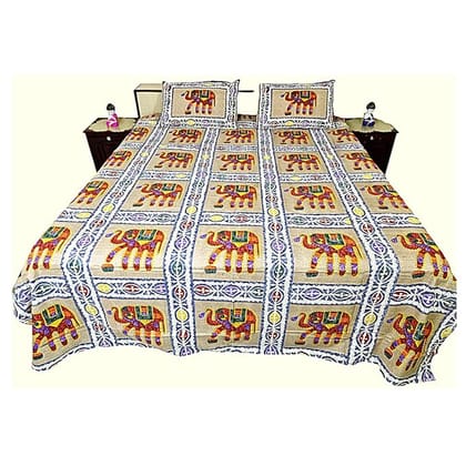 Jaipuri Cotton bedsheet with Two Pillow Covers (Red)
