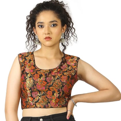 TheHangr Black Brocade Flower Print Blouse -  36