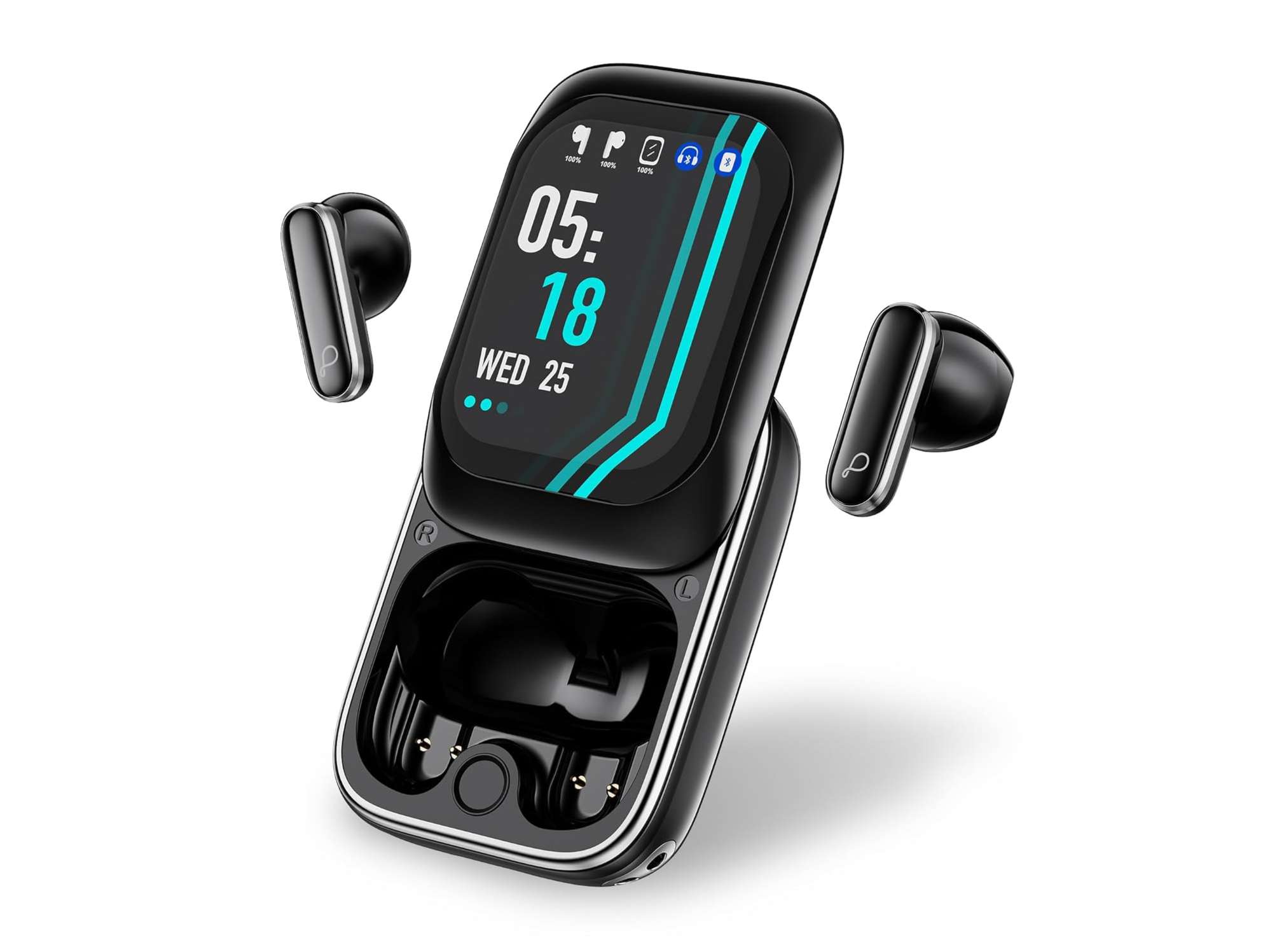 Pebble Vision Buds, Smart HD Display, 13mm Dynamic Drivers, Deep Bass, ENC Clear Calls, 40H Playtime, Low Latency Gaming Mode