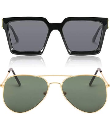 Kanny Devis - Black Rectangular Sunglasses ( Pack of 2 )