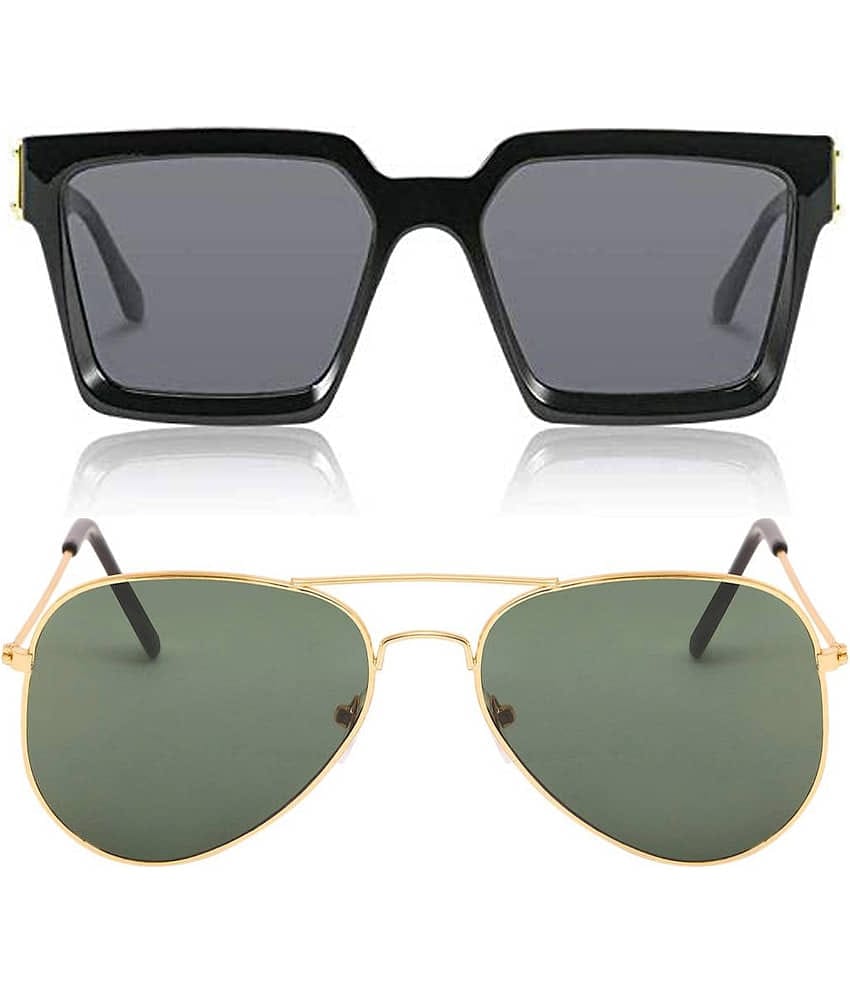 Kanny Devis - Black Rectangular Sunglasses ( Pack of 2 )