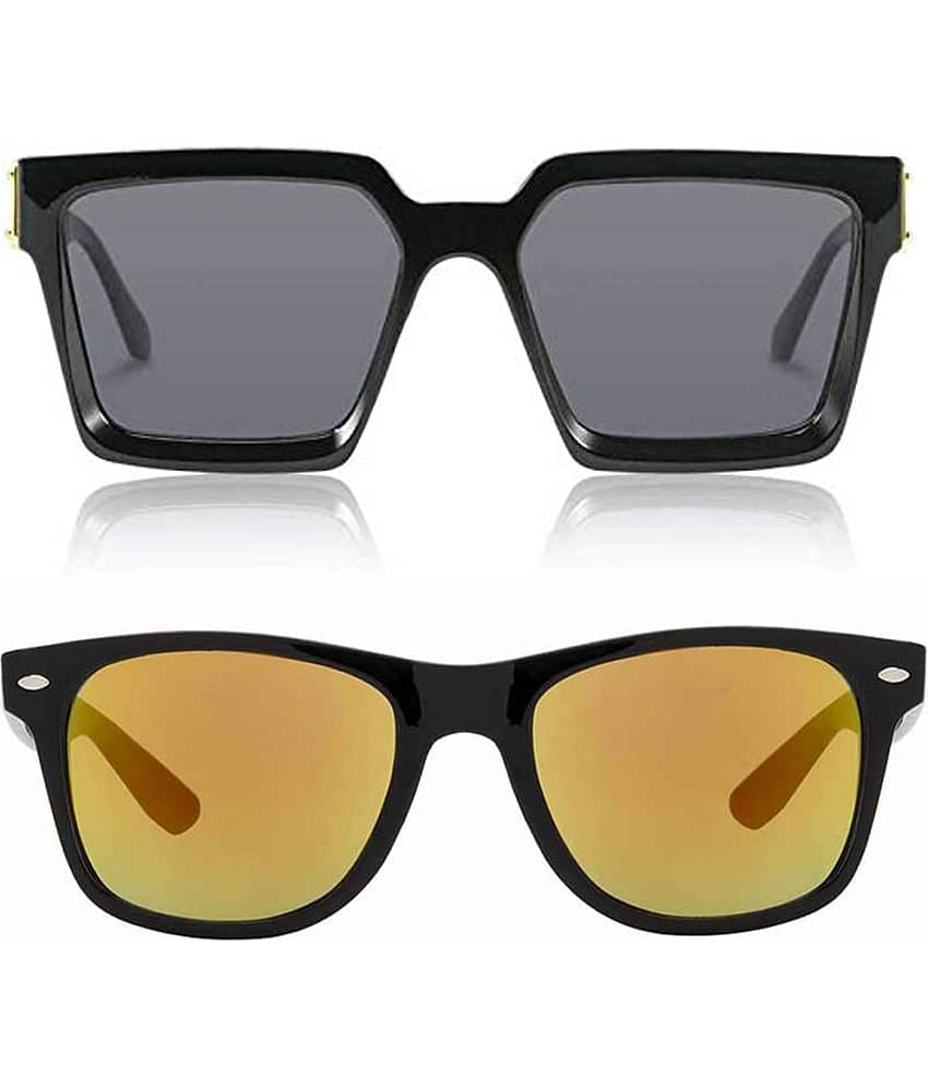 Kanny Devis - Black Rectangular Sunglasses ( Pack of 2 )
