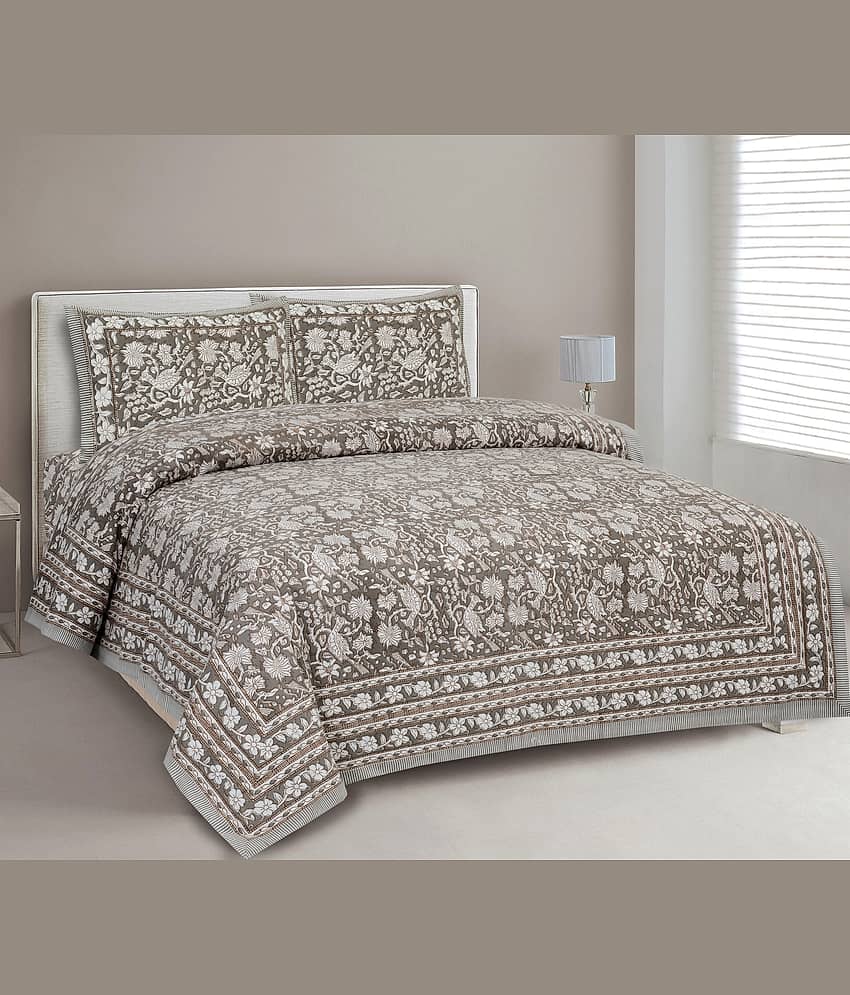 CLOTHORO Cotton 1 Double King Bedsheet with 2 Pillow Covers ( Multicolor )