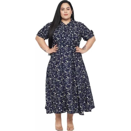 Women's Polyester Fit and Flare Blue Dress Size 4XL (Blue)