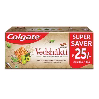 Colgate Vedshakti Tulsi Amla Neem Toothpaste 2 x 200g + 100g