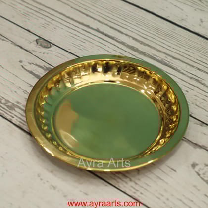 Brass Sargam Design Pooja Plate Decorative Size 3 - 4 Inch Length