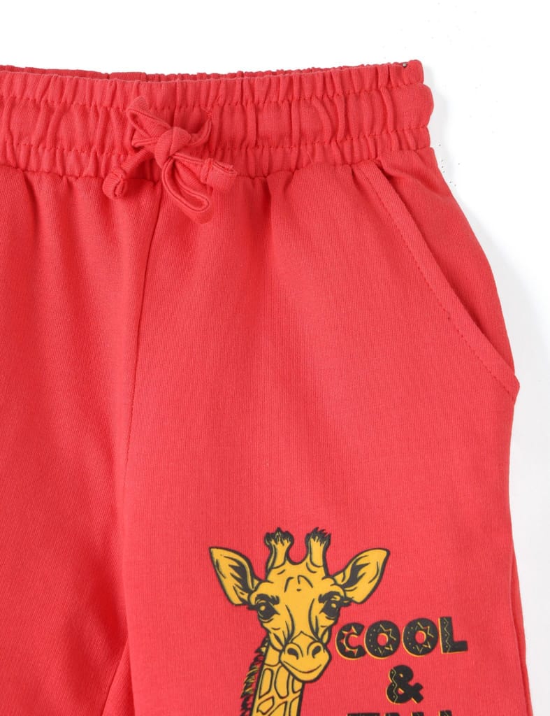 Sophisticated Kids Girls Shorts Cotton French Terry Hibiscus Red “Cool and Tall Giraffe” 2025 at