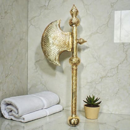 Solid Brass Bhagwan Parshuram Farsa | Hindu God Axe for Temple & Puja, Height : 33.5 Inch (ZMAS650 F)
