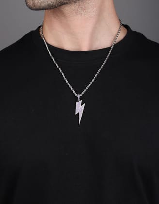 Lightning Flash Iced Out Pendant (Iris Purple)-With Rope Chain 2.5mm / Iris Purple