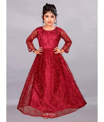 Apnisha Net Gown For Girls ( Pack of 1 , Maroon )