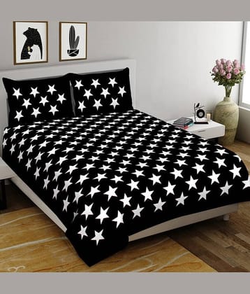 CLOTHORO Cotton 1 Double King Bedsheet with 2 Pillow Covers ( Black )