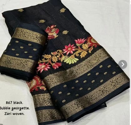 New bubble georgette bentex printed saree 867 bubble georgette.