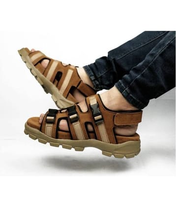 Fashion Victim Tan Synthetic Leather Sandals