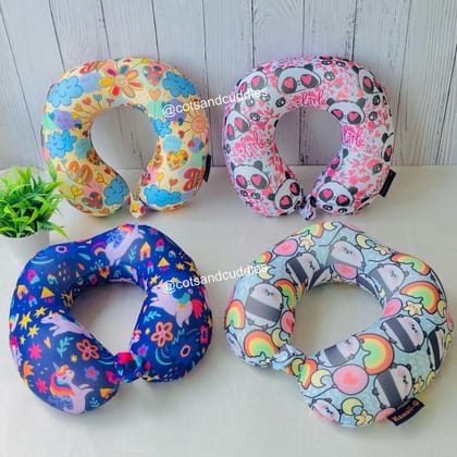 Super Soft U Shape Neck Pillow with Button Lock (Random Design)